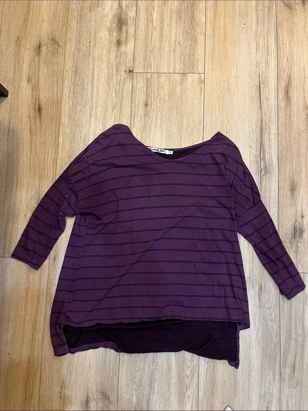 Michael Stars Purple Striped Long Sleeve Tee